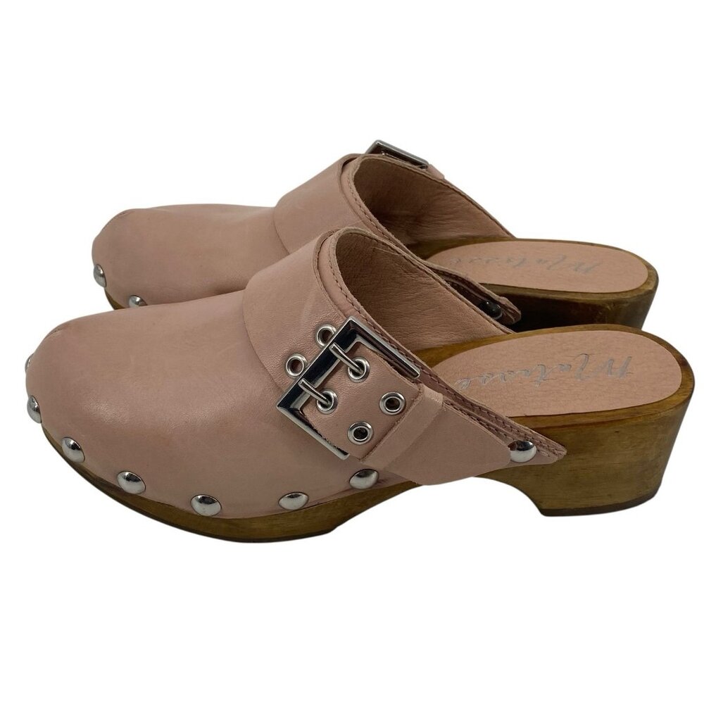 Matisse London Clog Size 5 Dusty Pink Leather Chunky Wooden Platform Studded